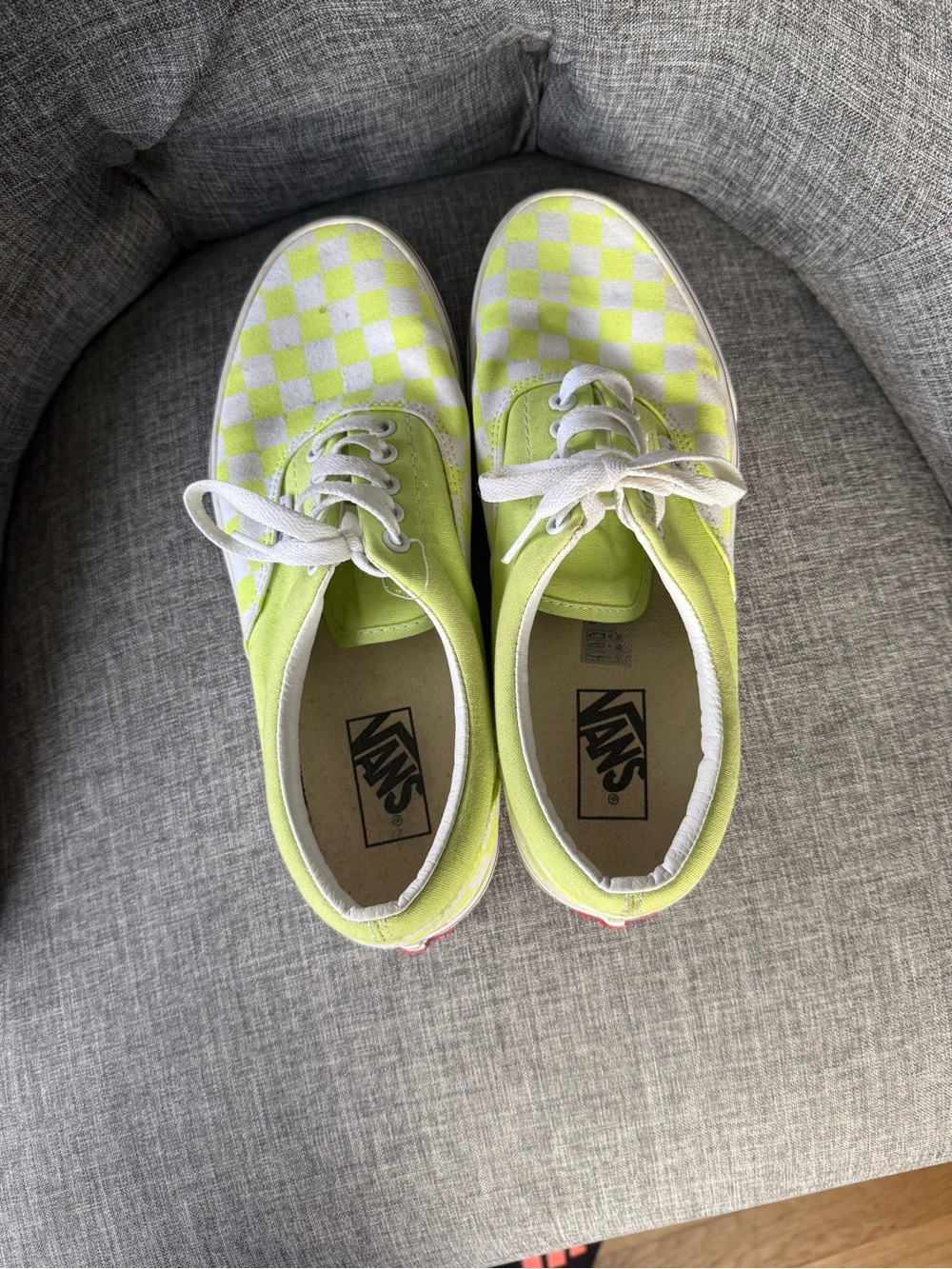 Vans Neon Green and White Checkerboard Low-Top Sneakers - Picture 2 of 2